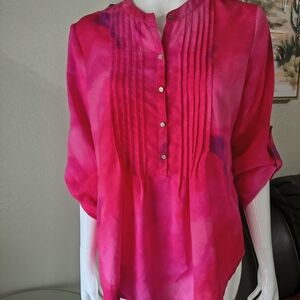 Chaus Fuchsia Button-Up Blouse